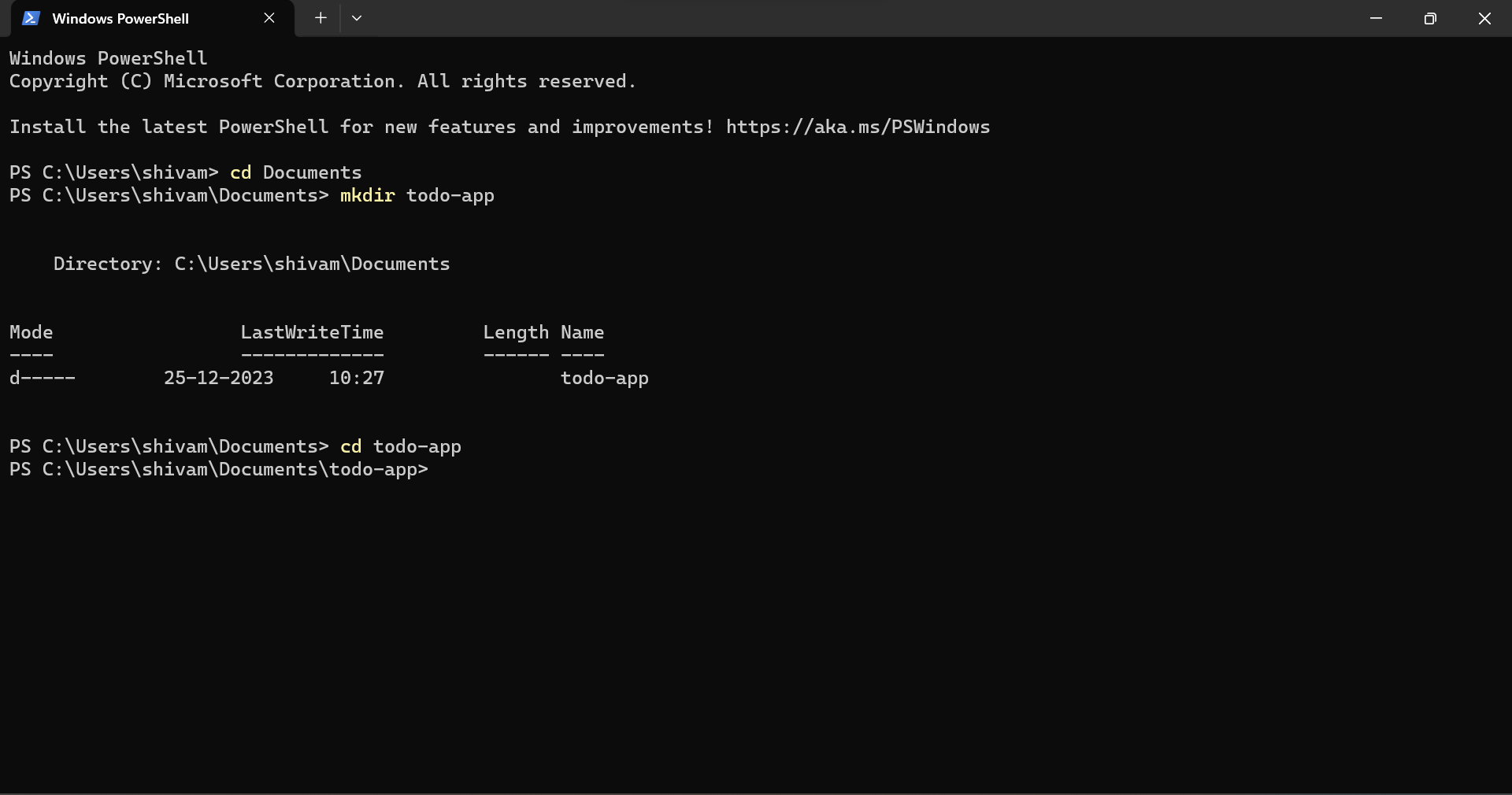 ruby to-do app setup in windows terminal